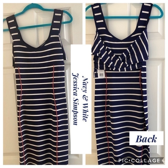 Navy & White Stripe Jessica Simpson Knit Dress - Picture 1 of 3